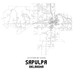 Sapulpa Oklahoma. US street map with black and white lines.
