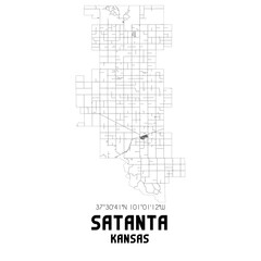 Fototapeta premium Satanta Kansas. US street map with black and white lines.