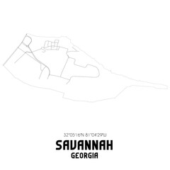 Savannah Georgia. US street map with black and white lines.