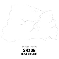 Saxon West Virginia. US street map with black and white lines.