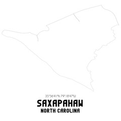 Saxapahaw North Carolina. US street map with black and white lines.