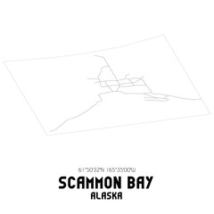 Scammon Bay Alaska. US street map with black and white lines.