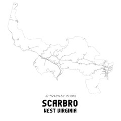 Fototapeta premium Scarbro West Virginia. US street map with black and white lines.