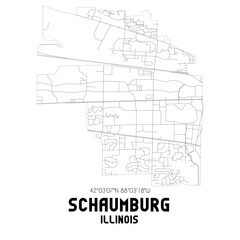 Schaumburg Illinois. US street map with black and white lines.