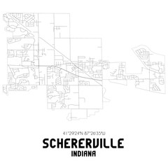Schererville Indiana. US street map with black and white lines.