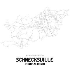 Fototapeta na wymiar Schnecksville Pennsylvania. US street map with black and white lines.