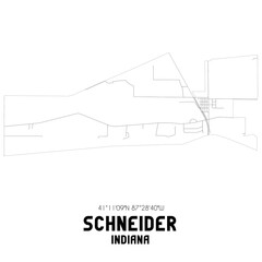Schneider Indiana. US street map with black and white lines.