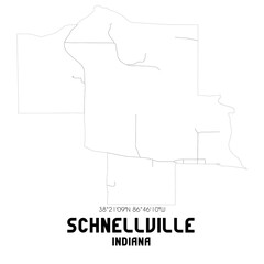 Schnellville Indiana. US street map with black and white lines.