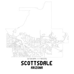 Scottsdale Arizona. US street map with black and white lines.