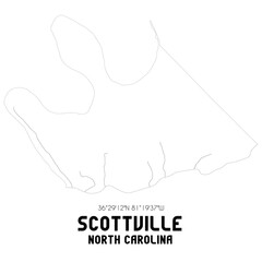Scottville North Carolina. US street map with black and white lines.