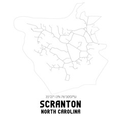Scranton North Carolina. US street map with black and white lines.