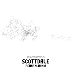 Scottdale Pennsylvania. US street map with black and white lines.