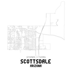 Scottsdale Arizona. US street map with black and white lines.