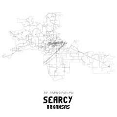 Searcy Arkansas. US street map with black and white lines.