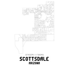 Scottsdale Arizona. US street map with black and white lines.
