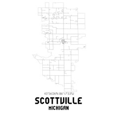 Scottville Michigan. US street map with black and white lines.