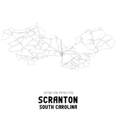 Scranton South Carolina. US street map with black and white lines.