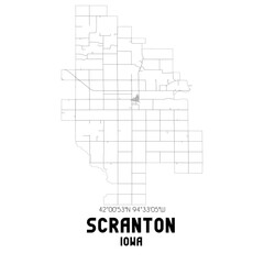 Scranton Iowa. US street map with black and white lines.