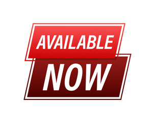 Available now label, badge. Shop now. Vector stock illustration.