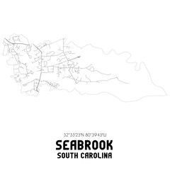 Seabrook South Carolina. US street map with black and white lines.