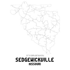 Sedgewickville Missouri. US street map with black and white lines.