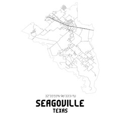 Seagoville Texas. US street map with black and white lines.