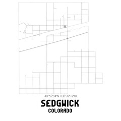 Sedgwick Colorado. US street map with black and white lines.