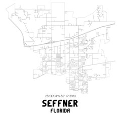Seffner Florida. US street map with black and white lines.