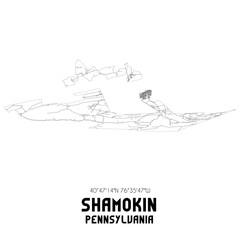 Shamokin Pennsylvania. US street map with black and white lines.