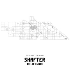Shafter California. US street map with black and white lines.