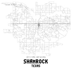 Shamrock Texas. US street map with black and white lines.