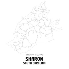 Sharon South Carolina. US street map with black and white lines.