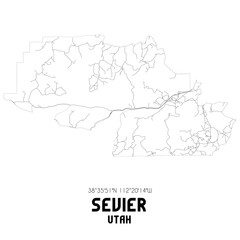Sevier Utah. US street map with black and white lines.