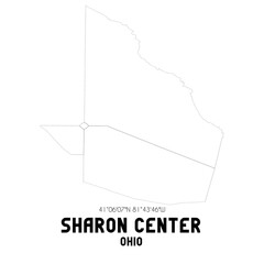 Sharon Center Ohio. US street map with black and white lines.