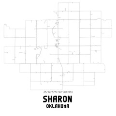Sharon Oklahoma. US street map with black and white lines.