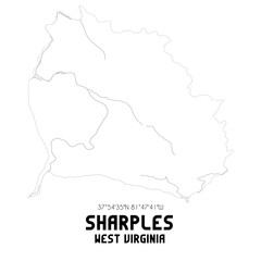 Fototapeta premium Sharples West Virginia. US street map with black and white lines.