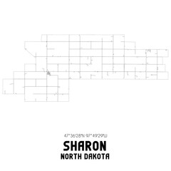 Sharon North Dakota. US street map with black and white lines.