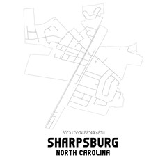 Sharpsburg North Carolina. US street map with black and white lines.