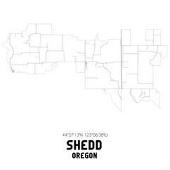 Shedd Oregon. US street map with black and white lines.