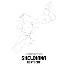 Shelbiana Kentucky. US street map with black and white lines.