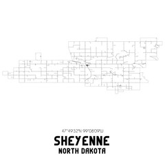 Sheyenne North Dakota. US street map with black and white lines.