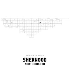 Sherwood North Dakota. US street map with black and white lines.