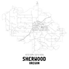 Sherwood Oregon. US street map with black and white lines.