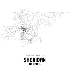 Sheridan Wyoming. US street map with black and white lines.