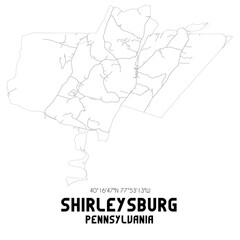 Shirleysburg Pennsylvania. US street map with black and white lines.