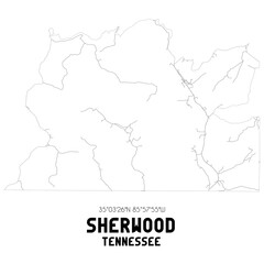 Sherwood Tennessee. US street map with black and white lines.