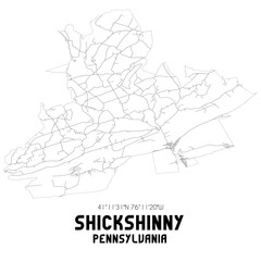 Shickshinny Pennsylvania. US street map with black and white lines.