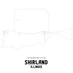 Shirland Illinois. US street map with black and white lines.