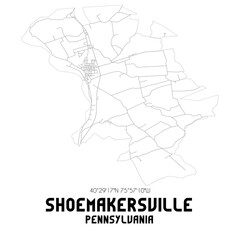 Shoemakersville Pennsylvania. US street map with black and white lines.
