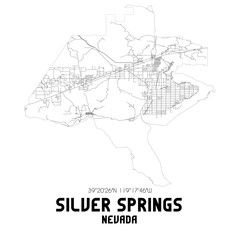 Fototapeta na wymiar Silver Springs Nevada. US street map with black and white lines.